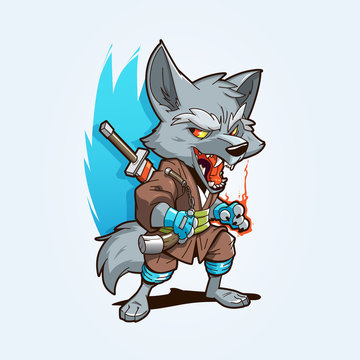 Ninja Wolf Mascot