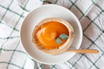 Orange Cake with orange  sauce topping in nutural cup, save earth package