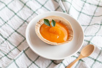 Orange Cake with orange  sauce topping in nutural cup, save earth package