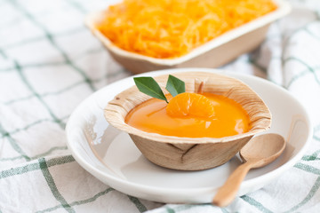 Orange Cake with orange  sauce topping in nutural cup, save earth package
