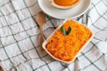 Gold Egg Yolk Thread Cakes on vintage table