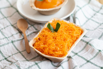 Gold Egg Yolk Thread Cakes on vintage table