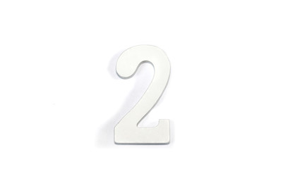 The number 2 is white on a white background.