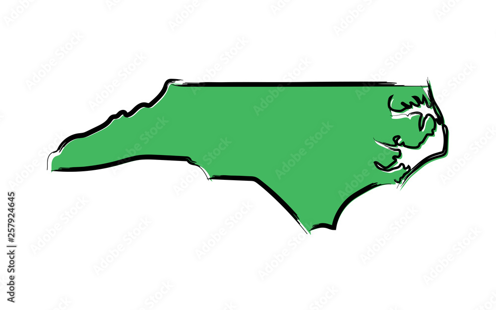 Wall mural Stylized green sketch map of North Carolina - Wall murals