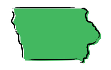 Stylized green sketch map of Iowa