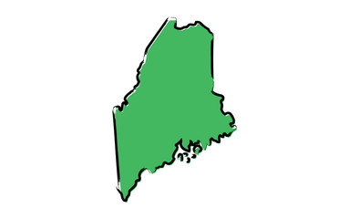 Stylized green sketch map of Maine