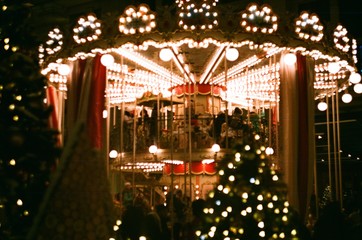 christmas carousel with lights