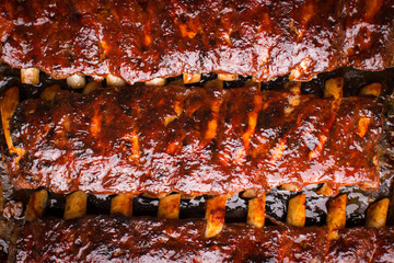 Grilled Spicy Hot Spare Pork Ribs Barbecue - 257925851