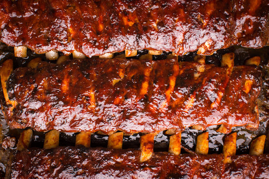 Grilled Spicy Hot Spare Pork Ribs Barbecue