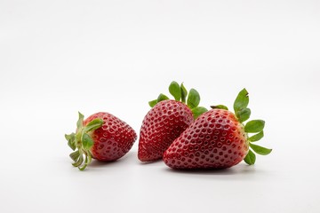 strawberries, isolated on white background
