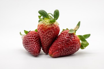 strawberries, isolated on white background