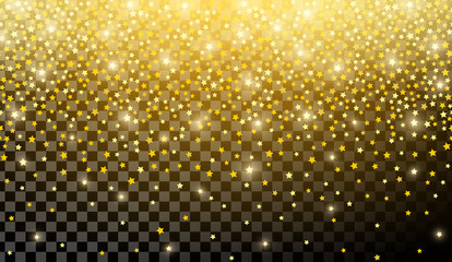 Golden simple flat style light star flares seamless texture. Vector illustration