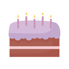 sweet cake with candles isolated icon