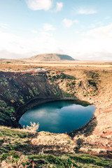Iceland Crater Lake Golden Circle Volcanic Water Reflection Mountain