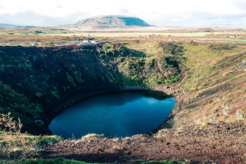 Iceland Crater Lake Golden Circle Volcanic Water Reflection Mountain
