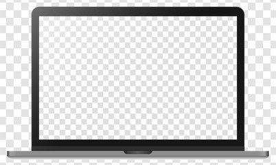 Realistic modern silver metal notebook isolated on transparent background. Digital transparent display mockup template. Vector illustration