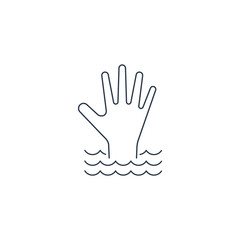 Fototapeta na wymiar Hand of a drowning person in the water flat icon. Vector isolated illustration