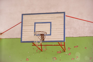 basketball hoop at a backyard.