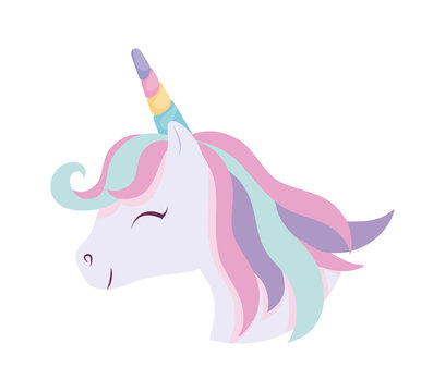 head of cute unicorn isolated icon