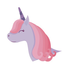 head of cute unicorn isolated icon