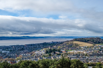 Fototapeta na wymiar Forth of Tay Estuary from Dundee Law Monument Scotland.