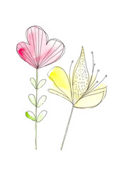 Hand drawing of abstract flowers