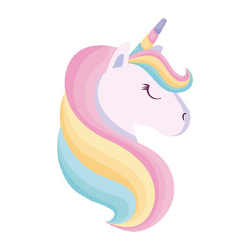 head of cute unicorn isolated icon