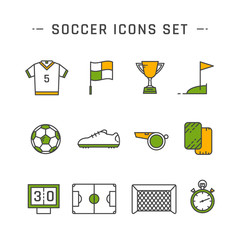 Soccer line icons set design. Vector illustration