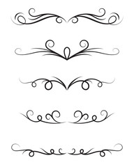 Set of ornamental decorative elements on white background