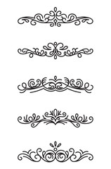 Set of ornamental decorative elements on white background