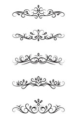 Set of ornamental decorative elements on white background