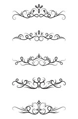 Set of ornamental decorative elements on white background