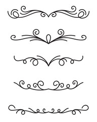 Set of ornamental decorative elements on white background