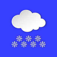 Snowflake winter weather info icon. Snow flake snowy day paper cut style. Climate weather sign. Tag for Metcast report mark, sign kit, meteo app, web, xmas.