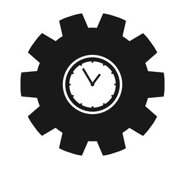 Clock Icon with gear symbol. Flat style vector EPS.
