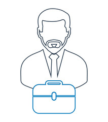 Businessman line Icon with briefcase symbol. Editable vector EPS.