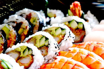 Assorted sushi and nigiri set