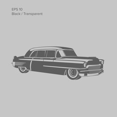 Old vintage luxury saloon car vector illustration. Luxury retro limousine