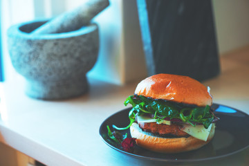 Homemade cheese burger