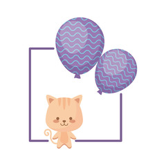 cute cat with balloons helium