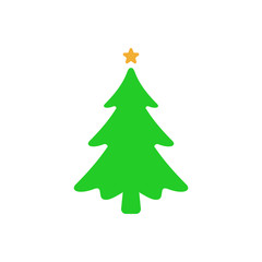 Fototapeta premium Christmas tree - flat vector icon. Christmas tree silhouette. Fir tree simple vector illustration isolated