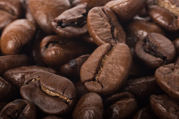 Freshly Roasted Coffee Beans Closeup for Background or Decor