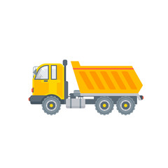 kipper truck illustration side view in flat style