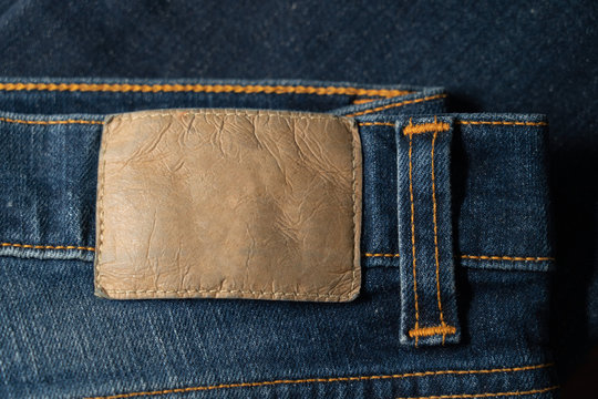 Blank Leather patch on jeans texture