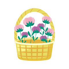 wicker basket with flowers decorated