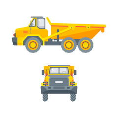 dumper truck side view and front view