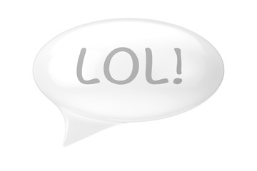 White Speech Bubble with LOL Sign. 3d Rendering