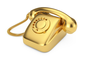 Gold Vintage Styled Rotary Phone. 3d Rendering