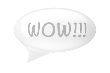 White Speech Bubble with Wow Sign. 3d Rendering