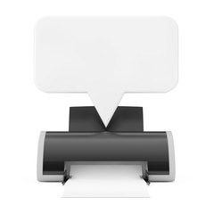 Digital Inkjet Printer with Blank White Speech Bubble Mockup. 3d Rendering